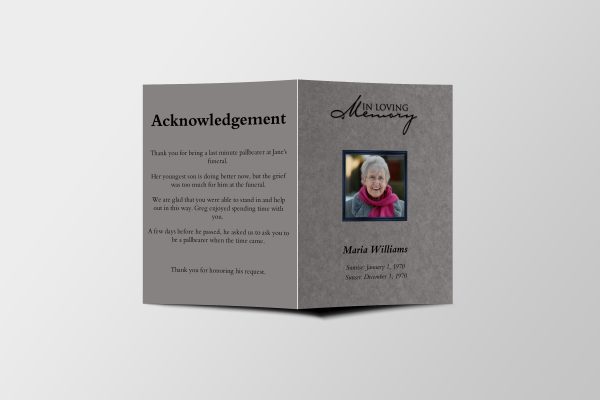 Metallic Half Page Funeral Program Template front page
