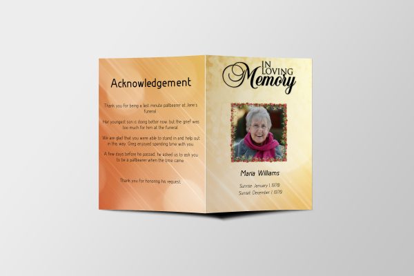 In Memories Half Page Funeral Program Template front page