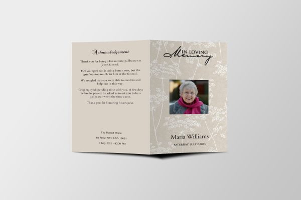 Contemporary Funeral Program Template front page