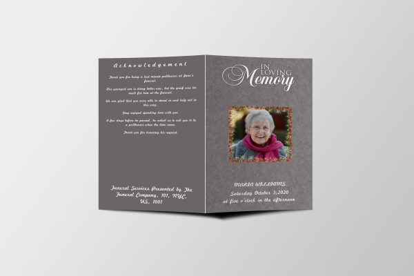 Metallic Funeral Program Template front page