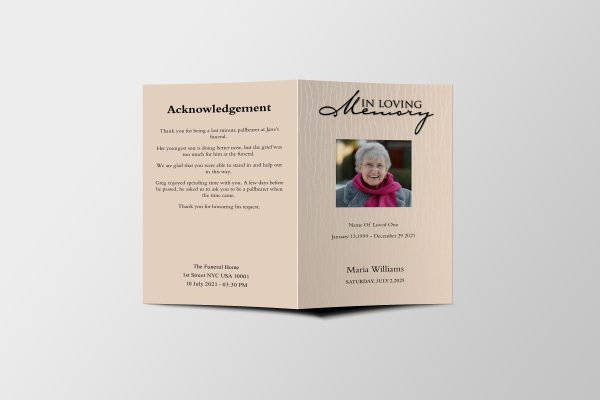 Platinum Funeral Program Template front page