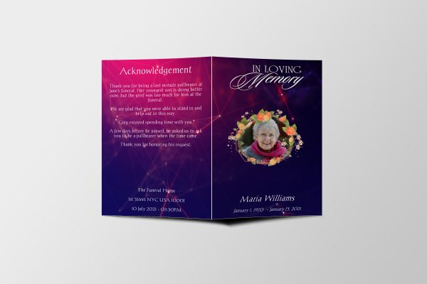 Dimensions Funeral Program Template front page