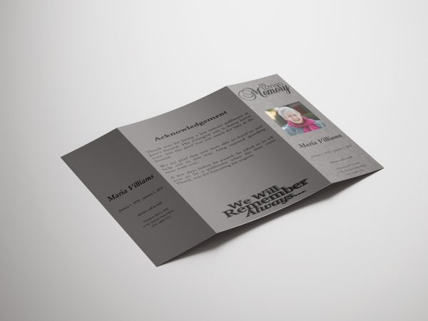 Metallic Gate Fold Funeral Program Template front page