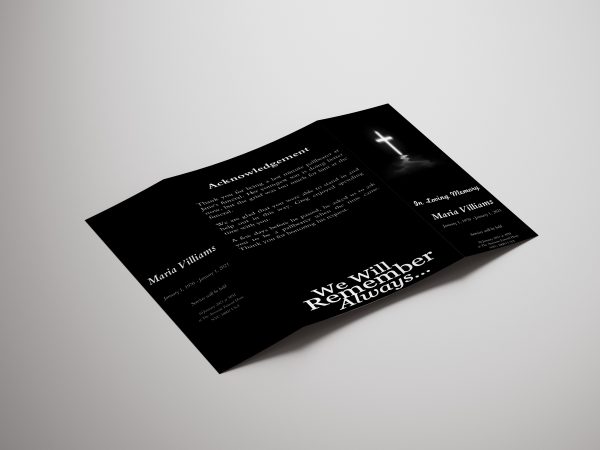 Cross Gate Fold Funeral Program Template front page
