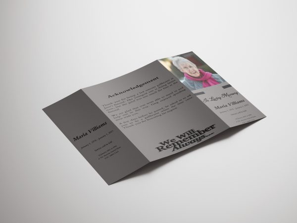 Bright Less Color Gate Fold Funeral Program Template front page