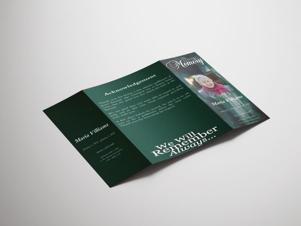 Nebulous Gate Fold Funeral Program Template front page