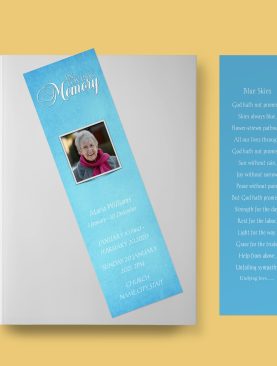 Blue Textured Funeral Bookmark Template