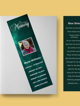 Green Textured Funeral Bookmark Template