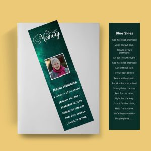 Green Textured Funeral Bookmark Template