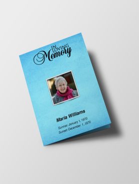 Blue Textured Half Page Funeral Program Template