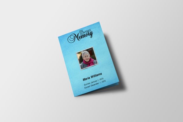 Blue Textured Half Page Funeral Program Template