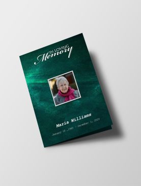 Green Textured Half Page Funeral Program Template