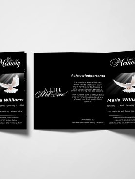 Peaceful Dove Trifold Funeral Program Template