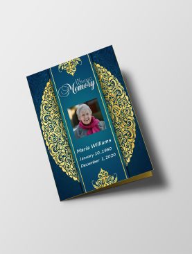 Elegant Gold Blue Half Page Funeral Program Template