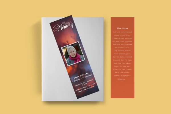 Clouds Funeral Bookmark Template