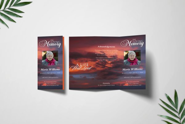 Clouds Trifold Funeral Program Template