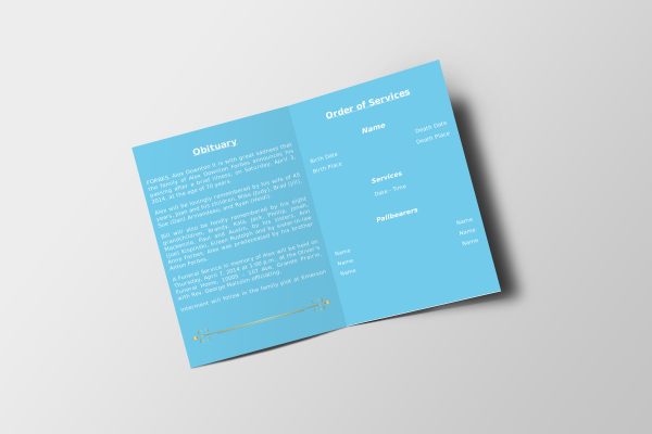 Blue Textured Funeral Program Template inner page