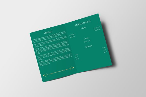 Green Textured Funeral Program Template inner page