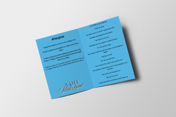 Blue Textured Half Page Funeral Program Template inner page