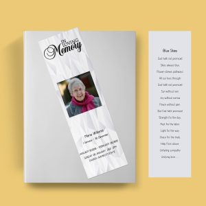 White Diamond Funeral Bookmark Template