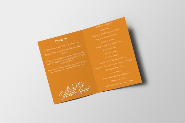 Elegant Silver Blue Half Page Funeral Program Template inner page