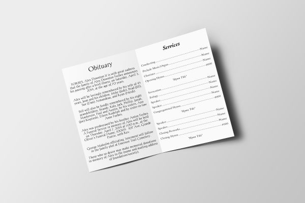 Missing Floral Funeral Program Template inner page