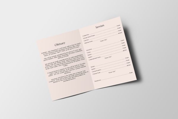 Golden Floral Funeral Program Template inner page