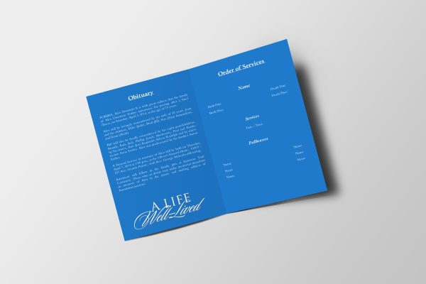 Blue Canvas Funeral Program Template inner page