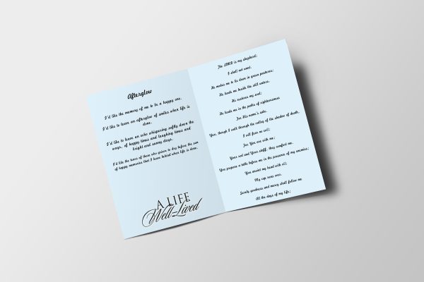 Premium Blue Half Page Funeral Program Template inner page