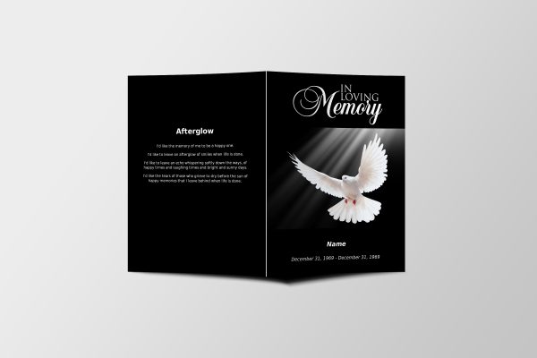 Peaceful Dove Tabloid Funeral Program Template front page