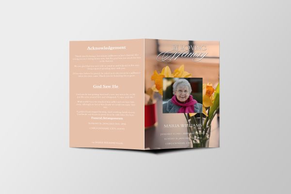 Daffodil Funeral Program Template front page