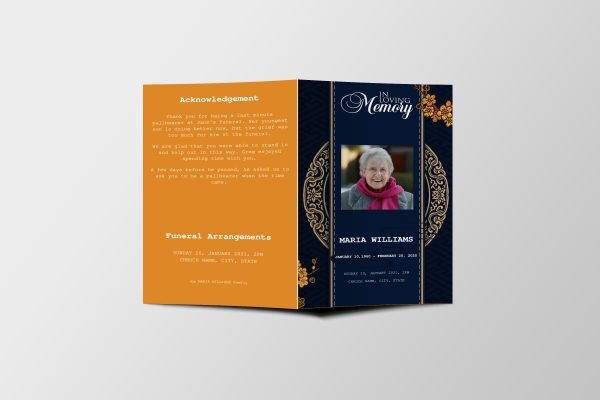 Elegant Silver Blue Funeral Program Template front page