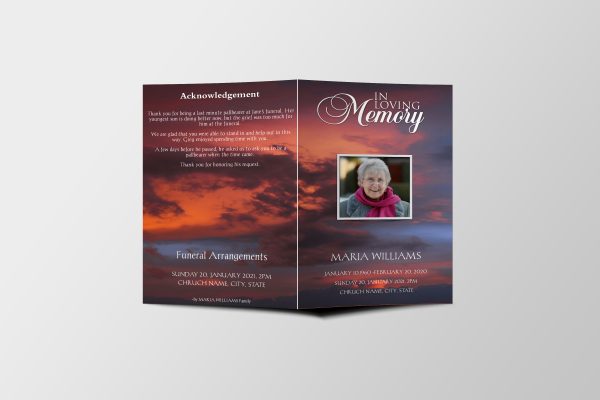 Clouds Funeral Program Template front page