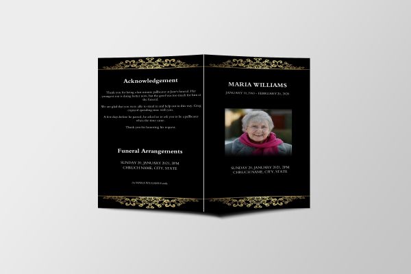 Elegant Royalty Funeral Program Template front page