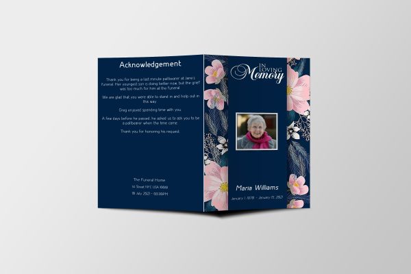Symmetrical Pink Funeral Program Template front page