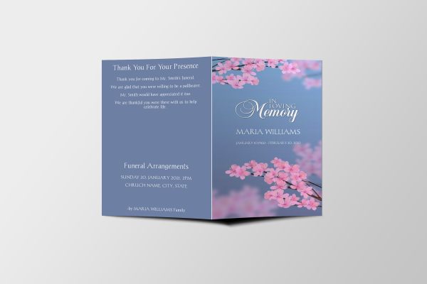 Spring Flower Funeral Program Template front page