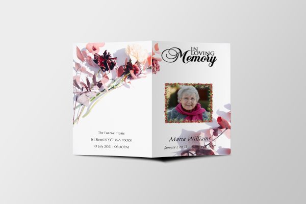 Missing Floral Funeral Program Template front page