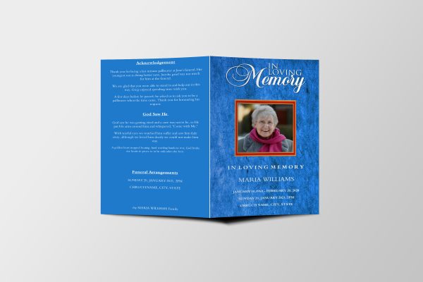 Blue Canvas Funeral Program Template Front Page
