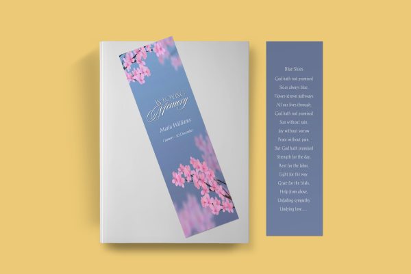 Spring Flower Funeral Bookmark Template front back page