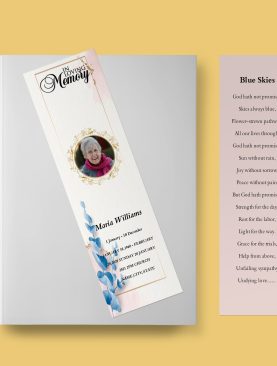 Leafy Golden Funeral Bookmark Template