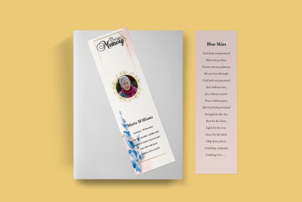 Leafy Golden Funeral Bookmark Template