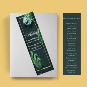 Monstera Leaves Funeral Bookmark Template