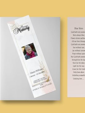 Golden Floral Funeral Bookmark Template