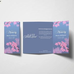 Spring Flower Trifold Funeral Program Template