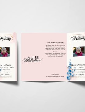 Leafy Golden Trifold Funeral Program Template