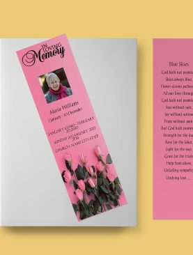 Blush Roses Funeral Bookmark Template