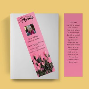 Blush Roses Funeral Bookmark Template