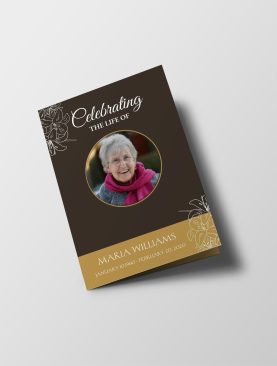 Brown And Yellow Floral Funeral Program Template