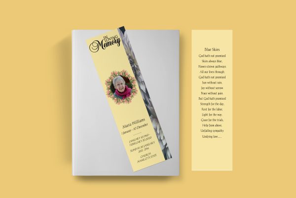 Natural Brown Funeral Bookmark Template front back page