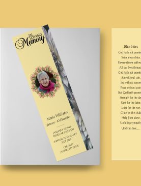 Natural Brown Funeral Bookmark Template